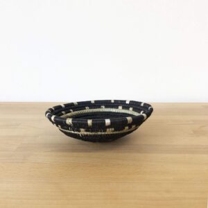 Small African Basket: Kigufi/Rwanda Basket/Woven Bowl/Sisal & Sweetgrass Basket/Black, White, Sweetgrass