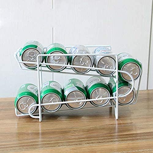 AUSUKY 2 Tier Metal Can Dispenser Refrigerator Beverage Rack Storage Holder for Soda Beer Coke