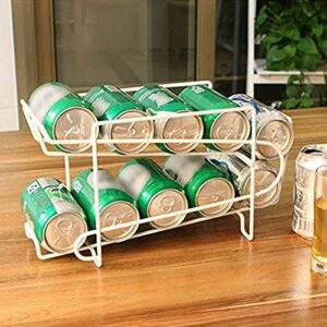 AUSUKY 2 Tier Metal Can Dispenser Refrigerator Beverage Rack Storage Holder for Soda Beer Coke