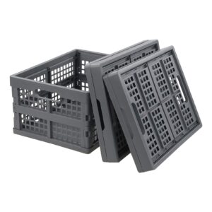 nesmilers 3 packs plastic collapsible crates, folding bin, 15 l foldable crates
