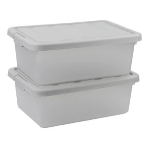 easymanie 14 quart frosted latching storage bin, plastic box with grey lid, 2 pack