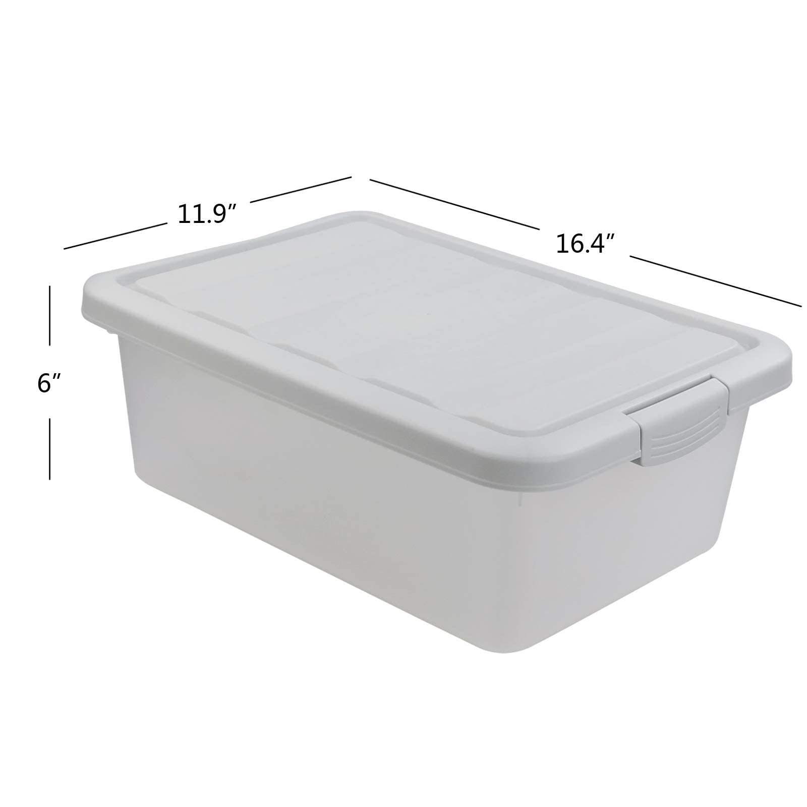 Easymanie 14 Quart Frosted Latching Storage Bin, Plastic Box with Grey Lid, 2 Pack