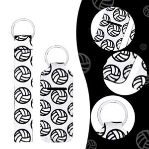 20 Pcs Volleyball lipstick Holder Keychains Lanyard Set, Include Lipstick Holder Keychains Volleyball Pattern Sport Theme Portable Lipstick Holder and Wristlet Keychain Lanyard for lipstick(White)