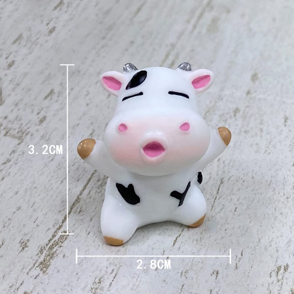 MAOMIA 8 Pcs Cow Figures for Kids, Animal Toys Set Cake Toppers, Cow Fairy Garden Miniature Figurines Collection Playset for Christmas Birthday Gift Desk Decoration