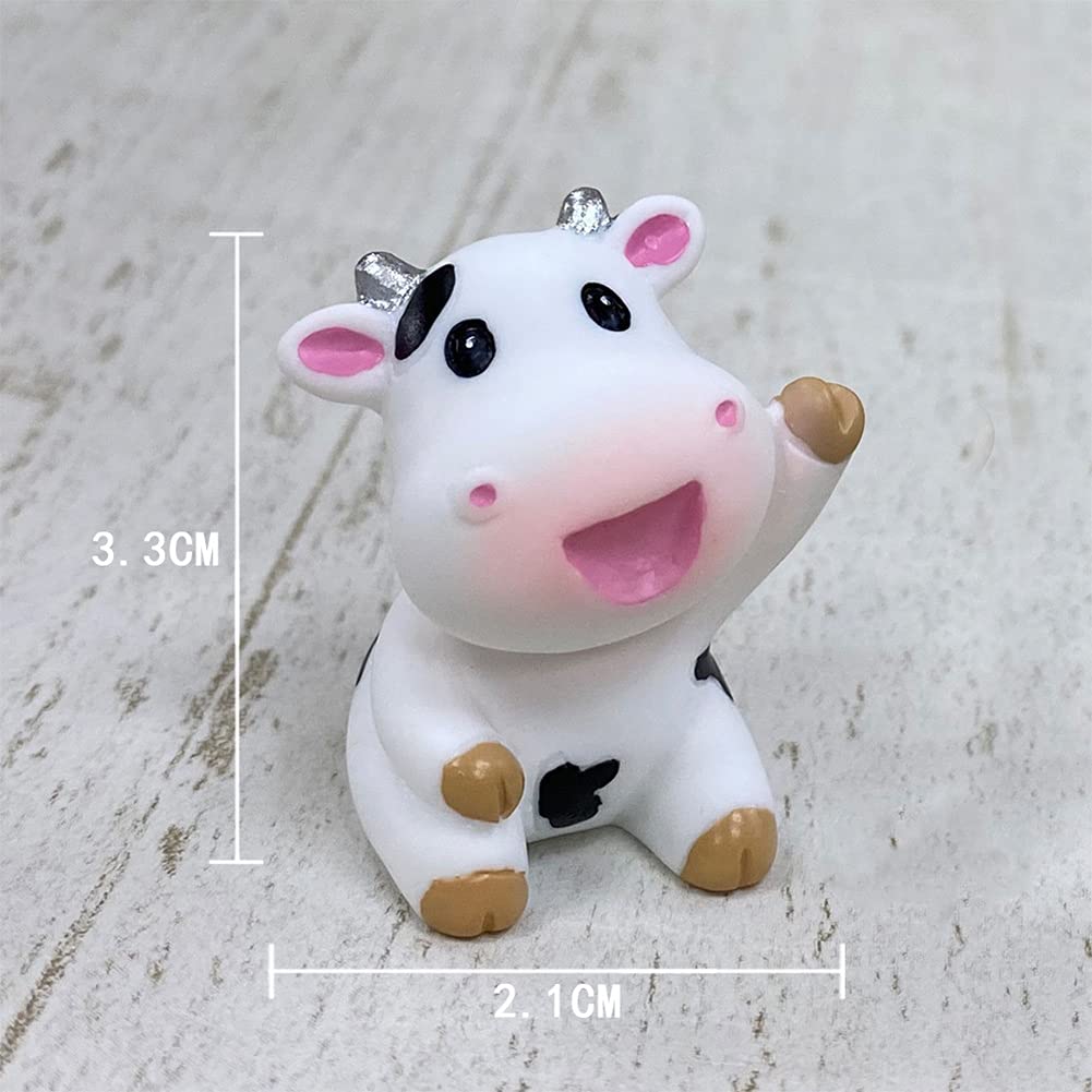 MAOMIA 8 Pcs Cow Figures for Kids, Animal Toys Set Cake Toppers, Cow Fairy Garden Miniature Figurines Collection Playset for Christmas Birthday Gift Desk Decoration