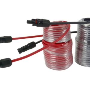 TEMCo 50ft 12 AWG Pair Solar Panel Extension Cables with M-F Solar Connector Ends (1 Black + 1 Red) Qty:1