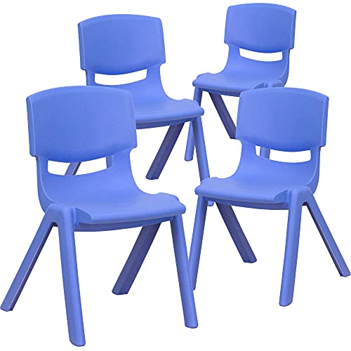 Flash Furniture 4 Pack Blue Plastic Stackable School Chair with 12'' Seat Height