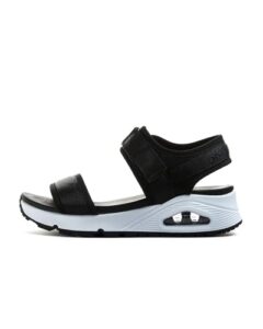 skechers cali women's womens uno - new sesh sport sandal, black/white, 11 us