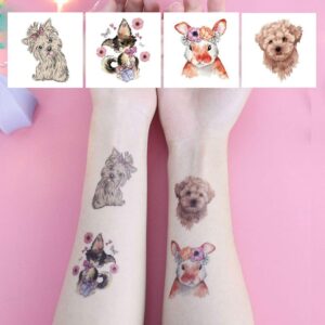 Ooopsiun 30 Pieces Animals Temporary Tattoos for Kids Women, Dogs Cats Waterproof Tattoos for Boys Girls