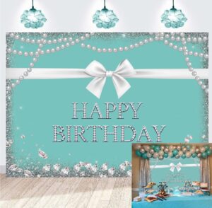 tiffany breakfast blue bow-knot backdrop turquoise diamonds sweet 16 birthday party background baby shower bridal shower wedding party cake table decorations 7x5ft