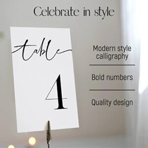 26 Pieces Table Numbers for Wedding Reception, Table Number 1-25 with Head Table Card, Double Sided Contemporary Table Number Design, 4x6" Wedding Table Numbers, Matte Lamination Table Number Cards