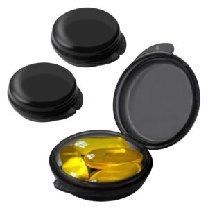 uhouse small pill box (3 pack), daily mini pill organizer portable for purse pocket,travel pill case medicine storage container earplug case (blcak）
