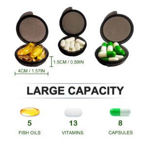 UHOUSE Small Pill Box (3 Pack), Daily Mini Pill Organizer Portable for Purse Pocket,Travel Pill Case Medicine Storage Container Earplug Case (Blcak）