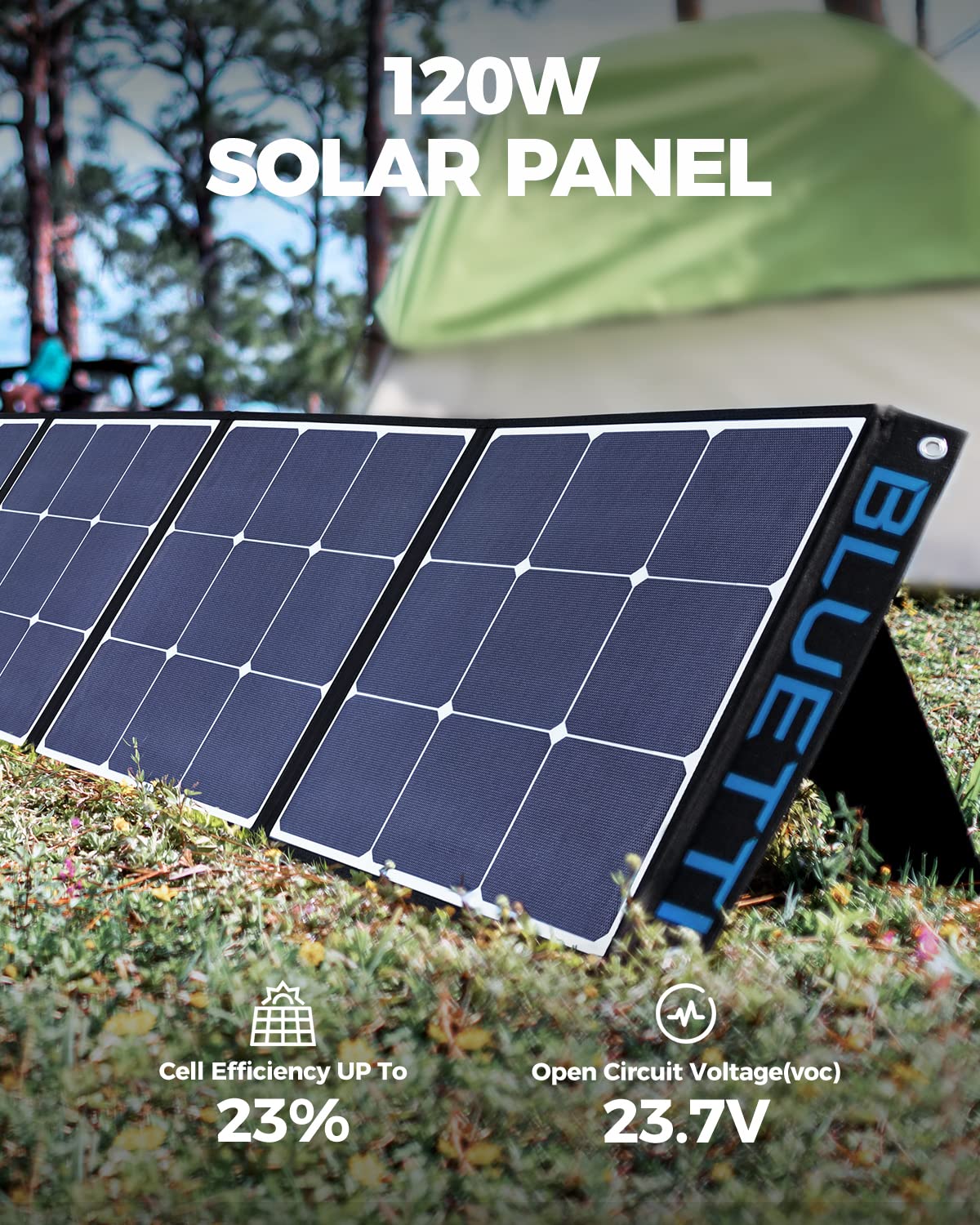 BLUETTI SP120 120W Solar Panel for AC200P/EB70/AC50S/EB150/EB240 Solar Generator,Portable Foldable Solar Panel for Outdoors Camping Vanlife Off Grid