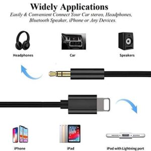 Aux Cord for iPhone, Apple MFi Certified Lightning to 3.5mm Aux Cable for Car Compatible for iPhone 14 13 12 11 Pro Max XS XR X 8 7 6 iPad iPod to Car Home Stereo Speaker Headphone, 3.3FT Black