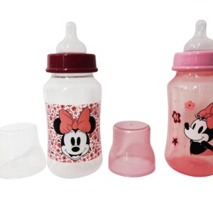 Cudlie Disney Baby Girl 11 oz Pack of 2 Baby Bottles, Minnie Mouse