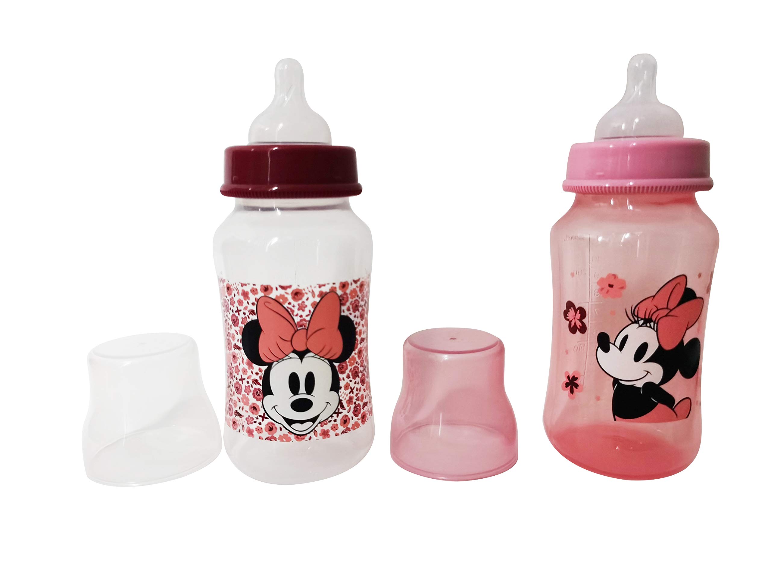 Cudlie Disney Baby Girl 11 oz Pack of 2 Baby Bottles, Minnie Mouse