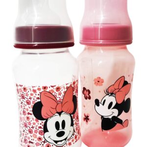 Cudlie Disney Baby Girl 11 oz Pack of 2 Baby Bottles, Minnie Mouse