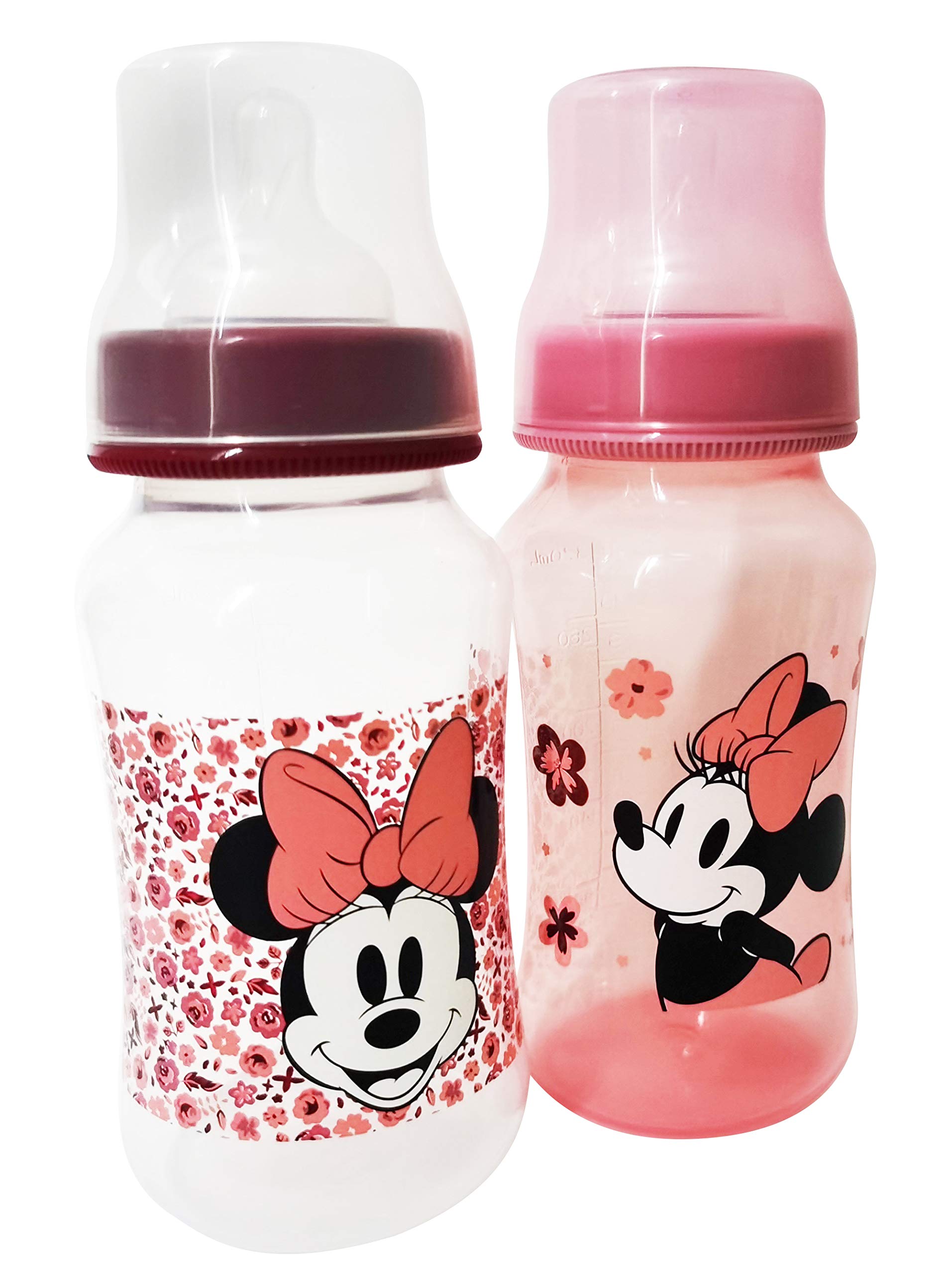 Cudlie Disney Baby Girl 11 oz Pack of 2 Baby Bottles, Minnie Mouse