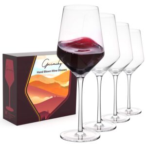 gnimihz handmade wine glasses set of 4-15oz standard red/white wine glass, made from lead-free premium crystal, perfect for any occasion, great gift