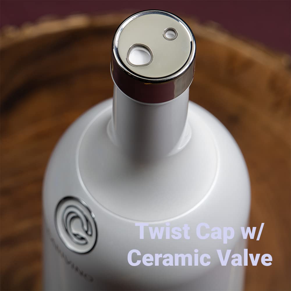 Carivino - All-in-One Insulated Wine Bottle with Built-In Wine Aerator. Includes Ceramic Coated Vacuum Insulation with 2 Tritan Wine Glasses & Corkscrew. Unique Wine Gift, 750mL, Metallic Tramonto Red