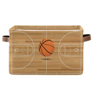 storage bins sport basketball court storage basket collapsible cube rectangle with handle storage box for shelves home office closet 1 pack