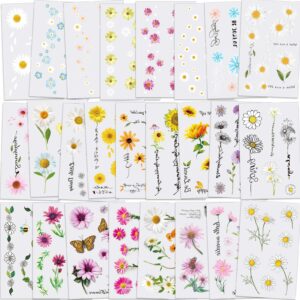 konsait 25 sheets flower temporary tattoos, fake tiny temporary tattoo waterproof body art sticker for women girls kids,hand neck wrist, brirthday party favour supplies,party bags filler