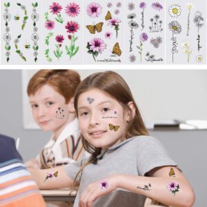 Konsait 25 Sheets Flower Temporary Tattoos, Fake Tiny Temporary Tattoo Waterproof Body Art Sticker for Women Girls Kids,Hand Neck Wrist, Brirthday Party Favour Supplies,Party Bags Filler