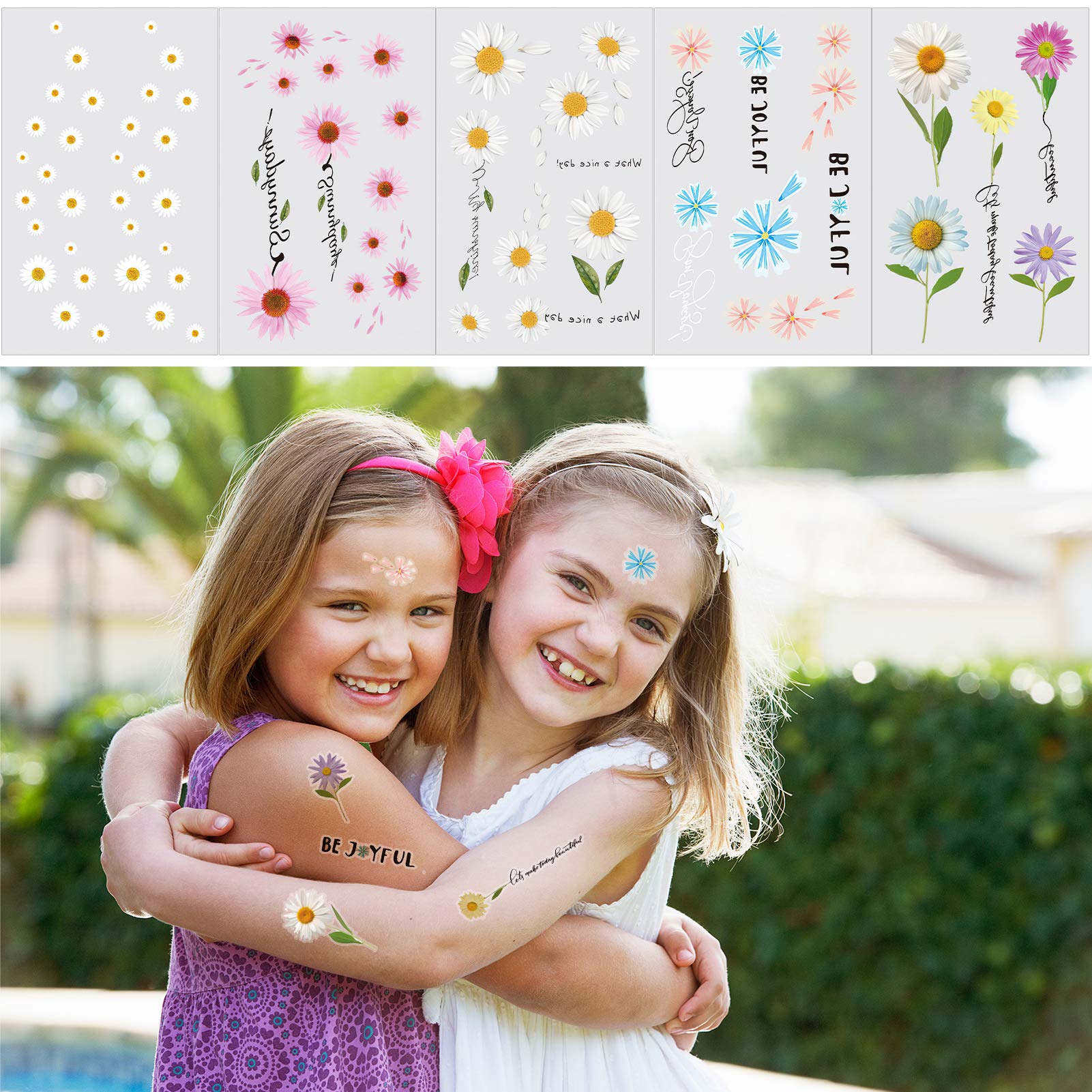 Konsait 25 Sheets Flower Temporary Tattoos, Fake Tiny Temporary Tattoo Waterproof Body Art Sticker for Women Girls Kids,Hand Neck Wrist, Brirthday Party Favour Supplies,Party Bags Filler
