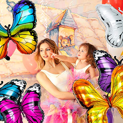 6 Pcs Butterfly Balloons Butterfly Birthday Party Decorations Butterfly Foil Balloons Butterfly Theme Balloon Butterfly Baby Shower Decoration for Girl Party Birthday Baby Shower Wedding, 6 Colors