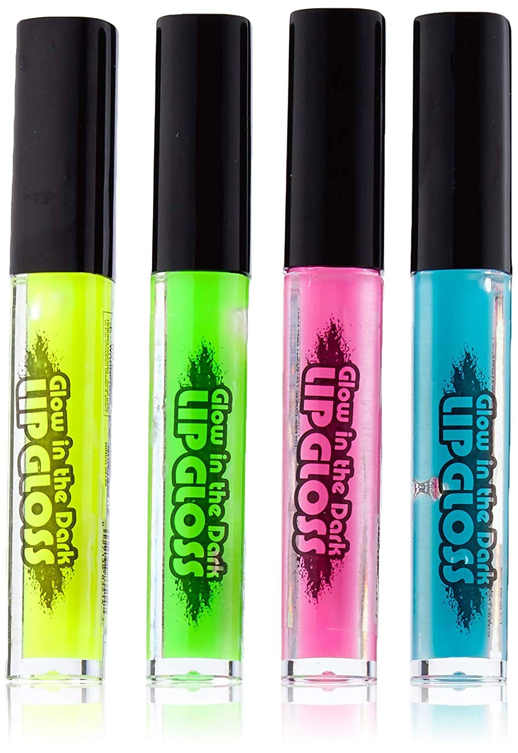 The Dreidel Company Glow in The Dark Lip Gloss, 4 Assorted Color Sticks, 4.25" Inches