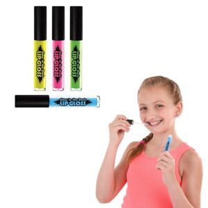 The Dreidel Company Glow in The Dark Lip Gloss, 4 Assorted Color Sticks, 4.25" Inches