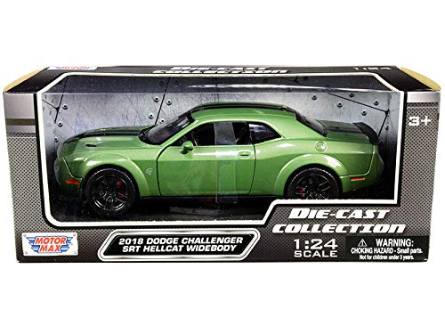 Motor Max 2018 Dodge Challenger SRT Hellcat Widebody, Green 79350GRN - 1/24 Scale Diecast Model Toy Car