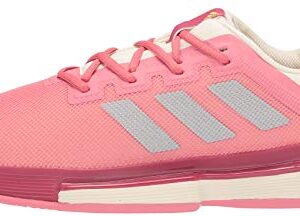 adidas Women's Solematch Bounce Tennis Shoe, Hazy Rose/Silver Metallic/Acid Orange, 11