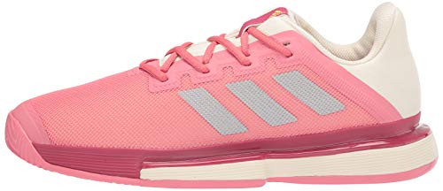 adidas Women's Solematch Bounce Tennis Shoe, Hazy Rose/Silver Metallic/Acid Orange, 11