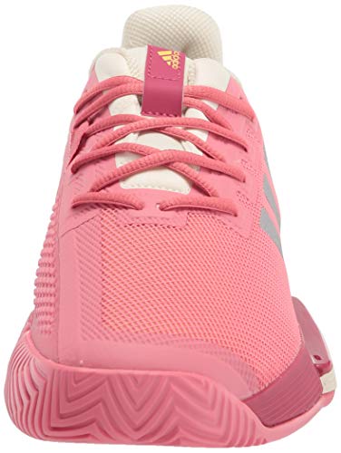 adidas Women's Solematch Bounce Tennis Shoe, Hazy Rose/Silver Metallic/Acid Orange, 11