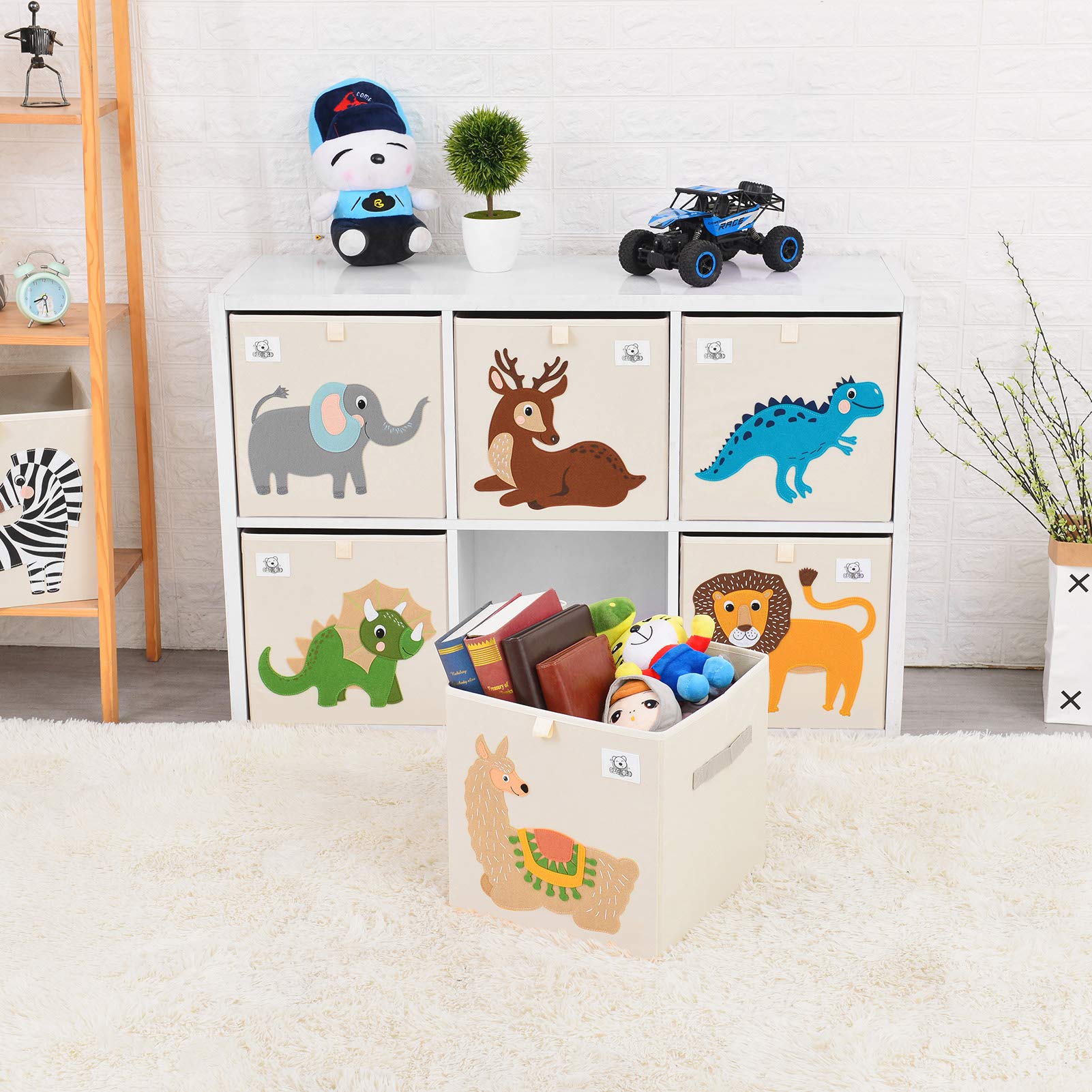 CLCROBD Foldable Animal Cube Storage Bins Fabric Toy Box/Chest/Organizer for Toddler/Kids Nursery, Playroom, 13 inch (Deer)
