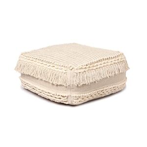 redearth unstuffed pouf ottoman cover textured storage cube boho bean bag footrest stool for living room, bedroom,nursery,farmhouse,kidsroom, patio, gym; 100% cotton (20"x20"x8"; natural)