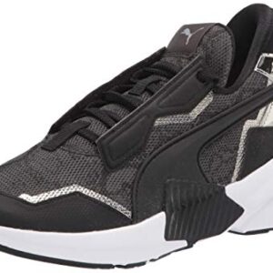 PUMA womens Provoke Xt Cross Trainer, Puma Black-metallic Silver, 7 US