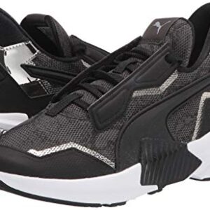 PUMA womens Provoke Xt Cross Trainer, Puma Black-metallic Silver, 7 US