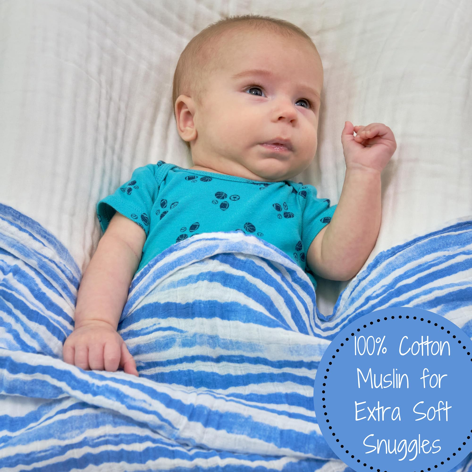 LollyBanks Swaddle Blanket | 100% Muslin Cotton | Newborn and Baby Nursery Essentials for Boys, Registry | Ocean Shark and Whale 3 Pack