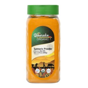 dwaraka organic - turmeric powder, 7oz, healthy, organic, non gmo, all natural