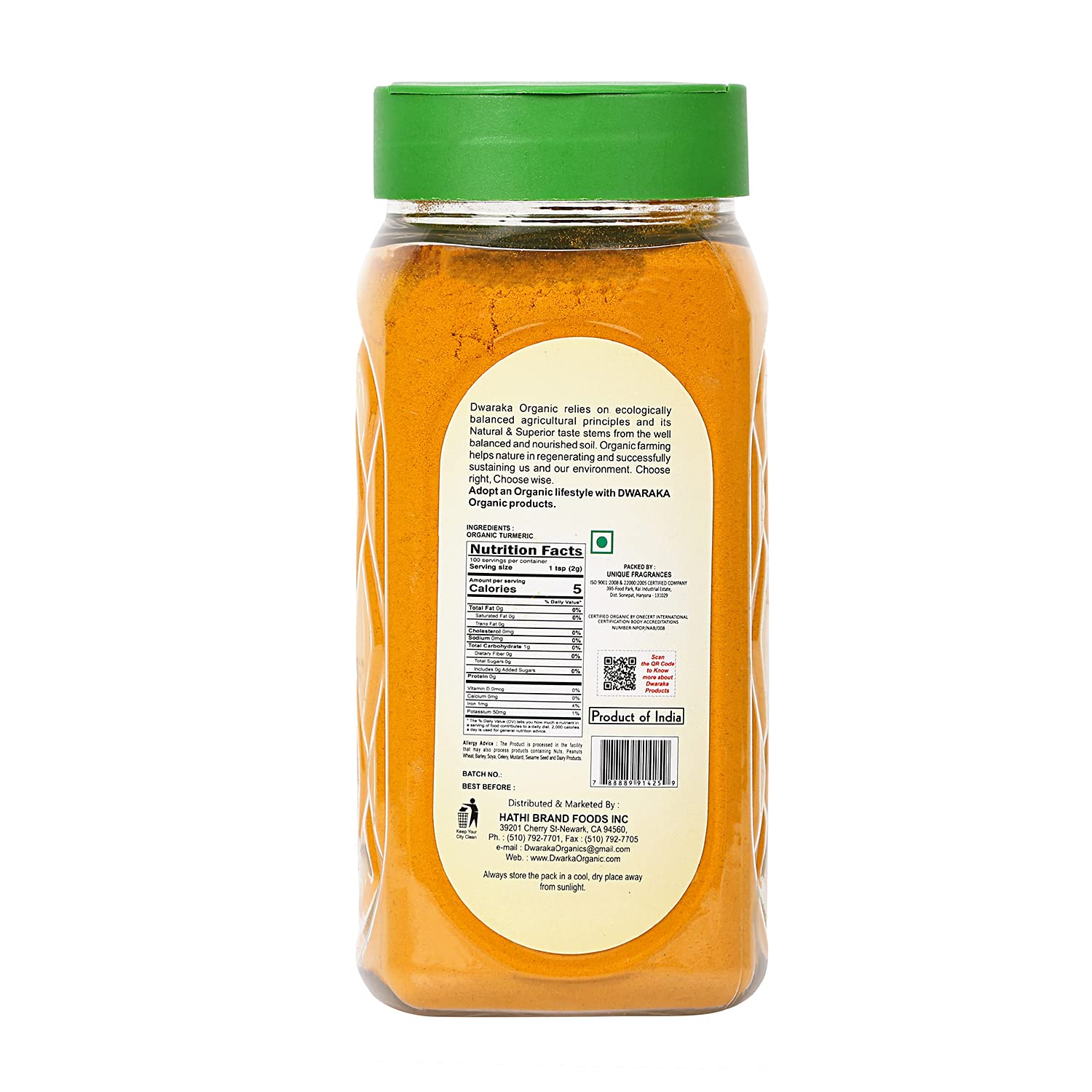 Dwaraka Organic - Turmeric Powder, 7oz, Healthy, Organic, Non GMO, All Natural