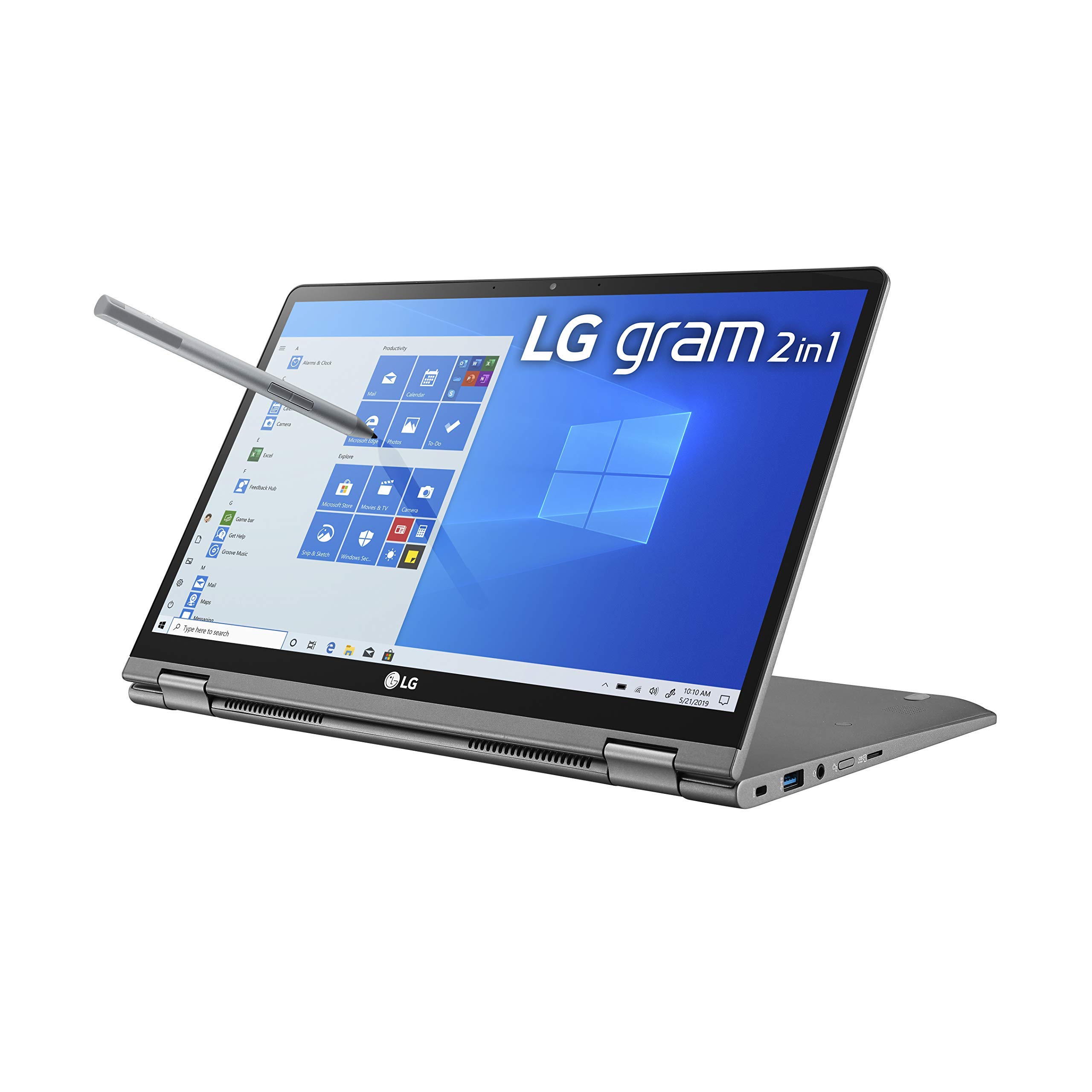 2020 LG Gram 2-in-1 Convertible Laptop: 14-inch FHD IPS Touchscreen Display, Intel 10th Gen Core i7-10510U CPU, 16GB RAM, 1TB (512GB x 2) M.2 MVMe SSD, Thunderbolt 3, Windows 10 (Renewed)