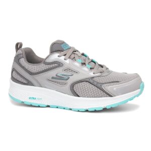 Skechers Women's Go Run Consistent Sneaker, Gray/Turquoise, 8.5 Wide