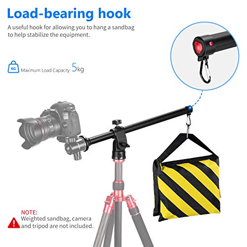 NEEWER Arrow Arm for Tripod, 50cm Horizontal Center Column 360° Swivel Aluminum Alloy for Aerial Photography, Macro and Low Angle Shooting, Load up to 10kg