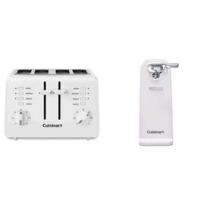 cuisinart 4-slice toaster (cpt-142p1) and electric can opener (cco-50n) bundle, white