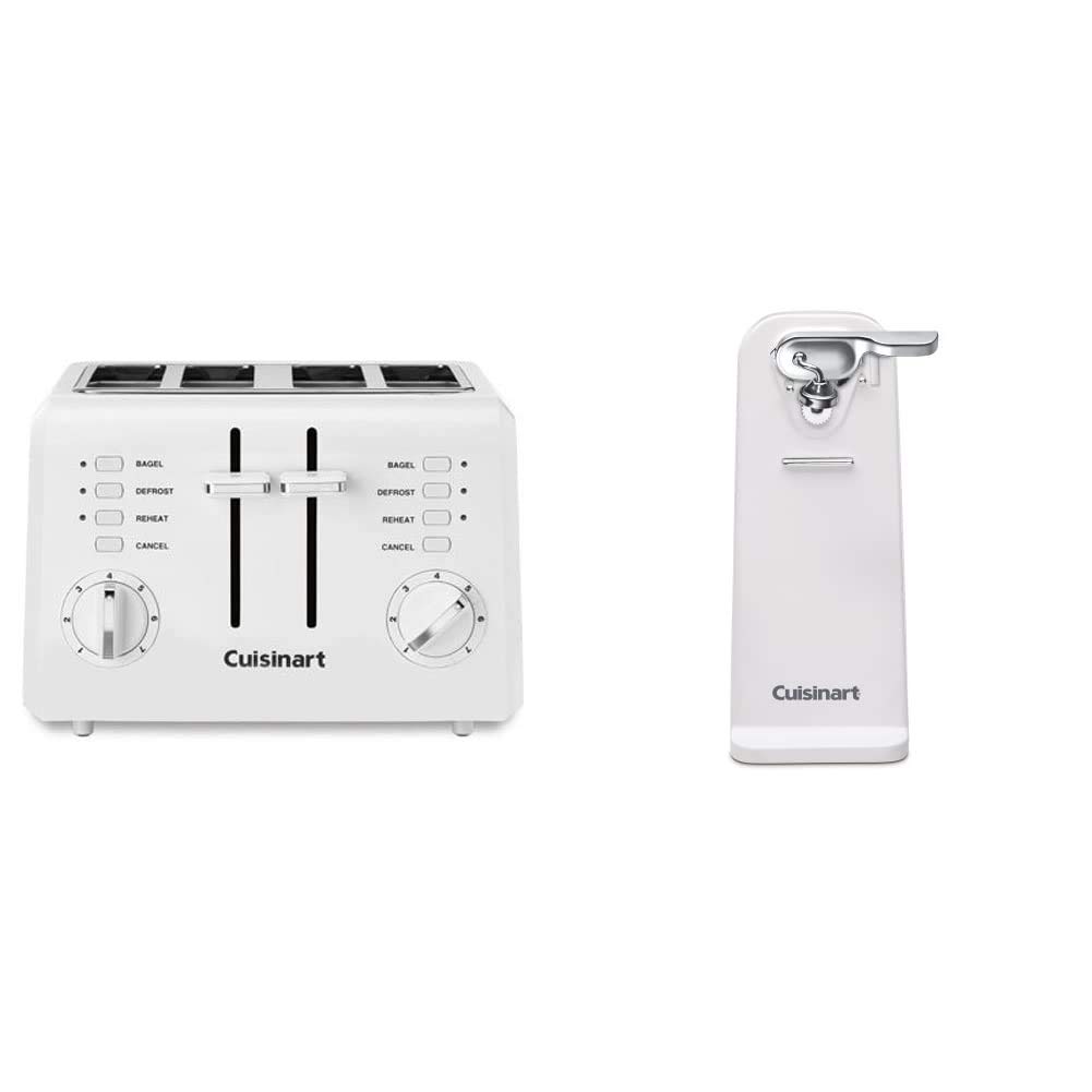 Cuisinart 4-Slice Toaster (CPT-142P1) and Electric Can Opener (CCO-50N) Bundle, White