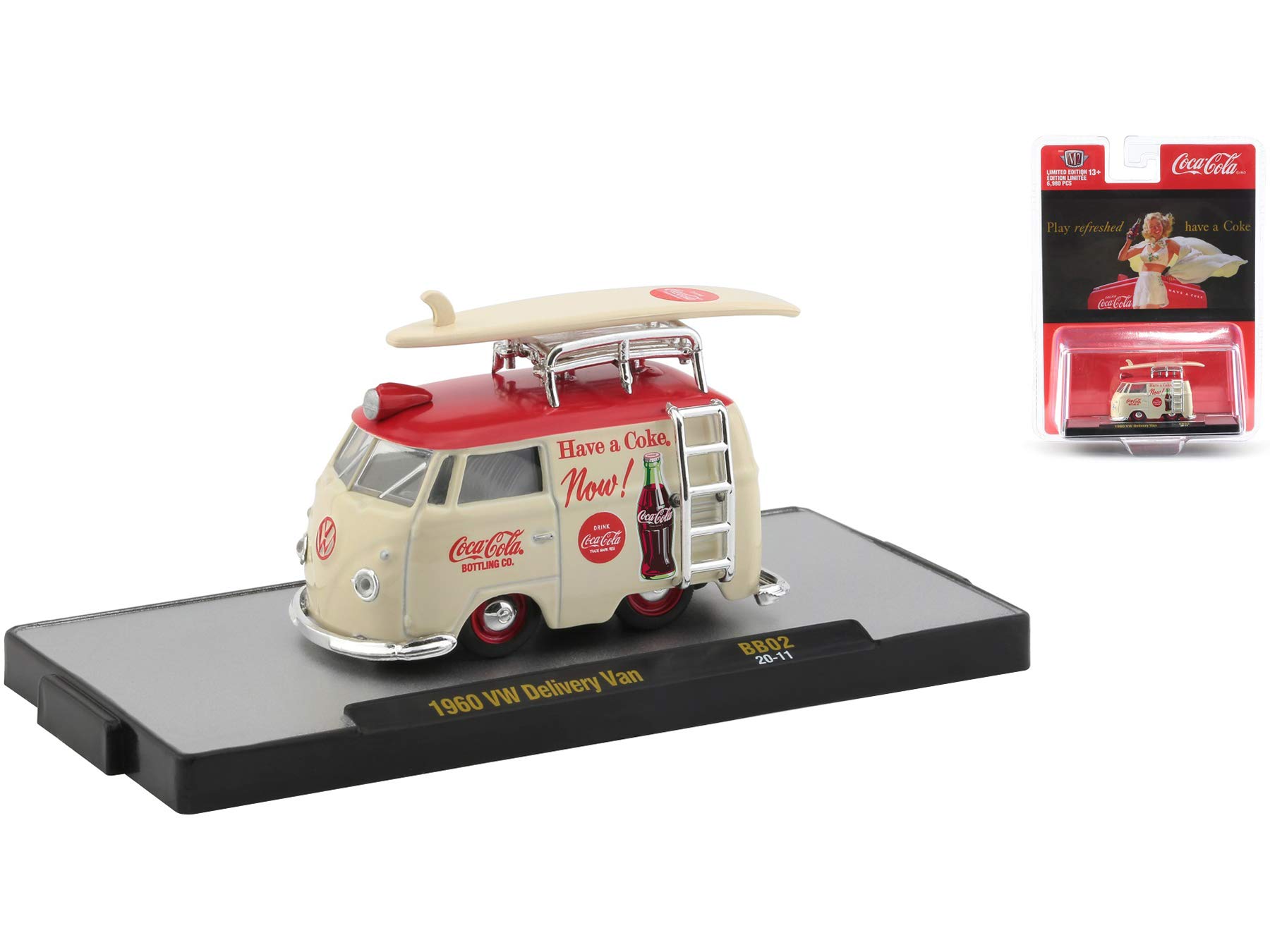 Coca-Cola Bathing Beauties Set of 3 Cars with Surfboards Release 2 Limited Edition to 6980 Pieces Worldwide 1/64 Diecast Model Cars by M2 Machines 52500-BB02