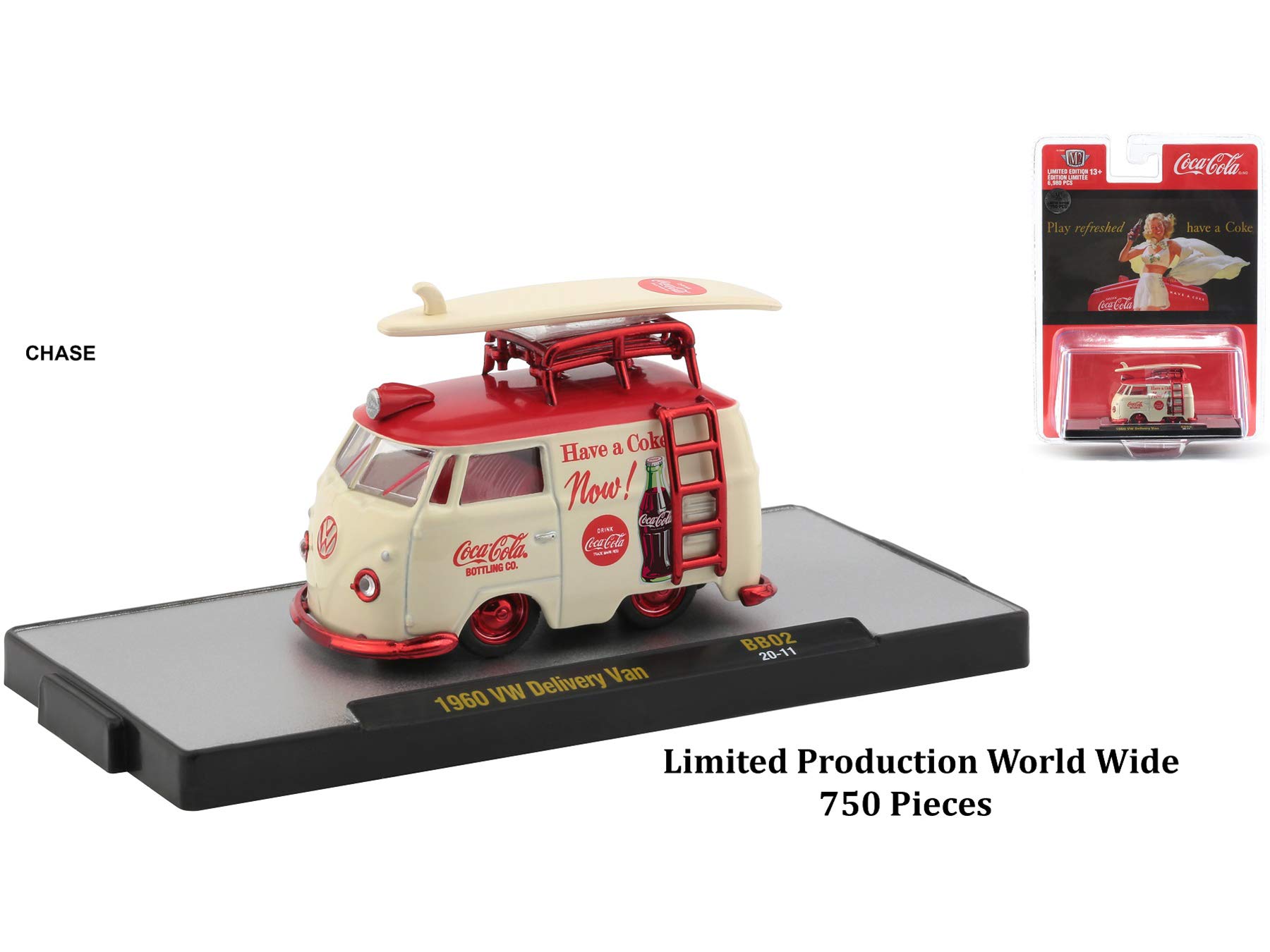 Coca-Cola Bathing Beauties Set of 3 Cars with Surfboards Release 2 Limited Edition to 6980 Pieces Worldwide 1/64 Diecast Model Cars by M2 Machines 52500-BB02